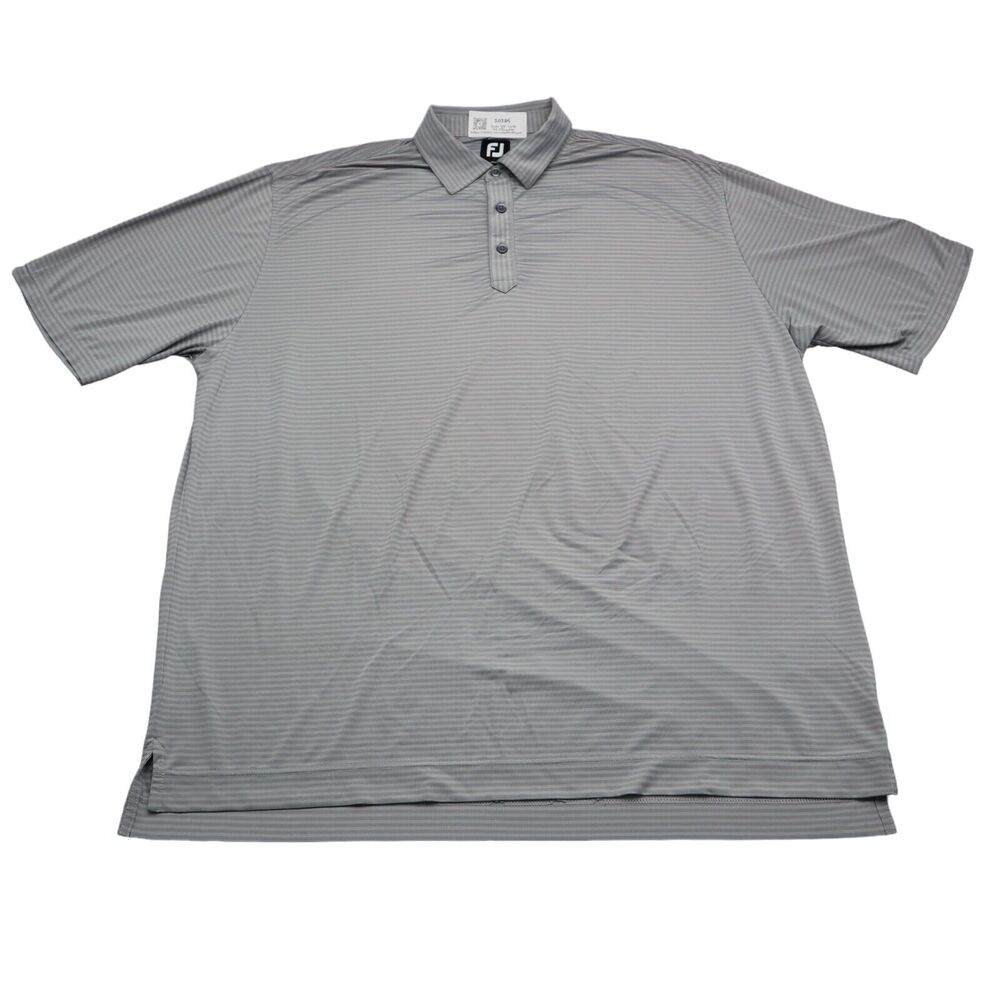 Foot Joy Shirt Mens XXL Gray Striped Polo FJ Golf Golfing Athletic Performance